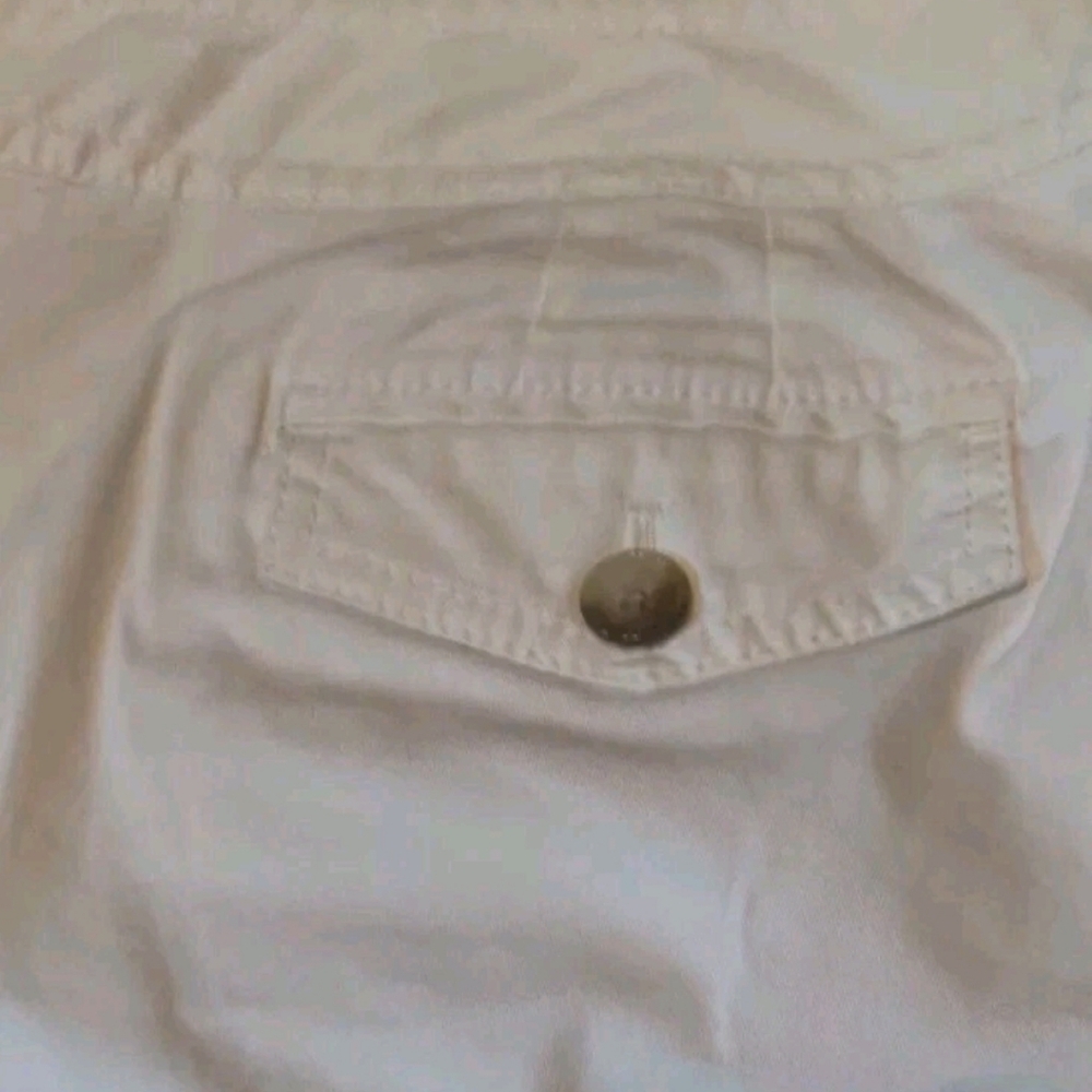 Women's Anne Taylor White Capri Pants Size 12 Pockets And Tie Detail EUC - Picture 5 of 10